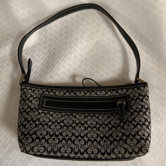 Black double G canvas handbag purse with two zipper compartments, single… - Picture 1 of 8